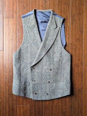 Suitsupply Herringbone Wool Double-Breasted Vest - Gray Size 36R